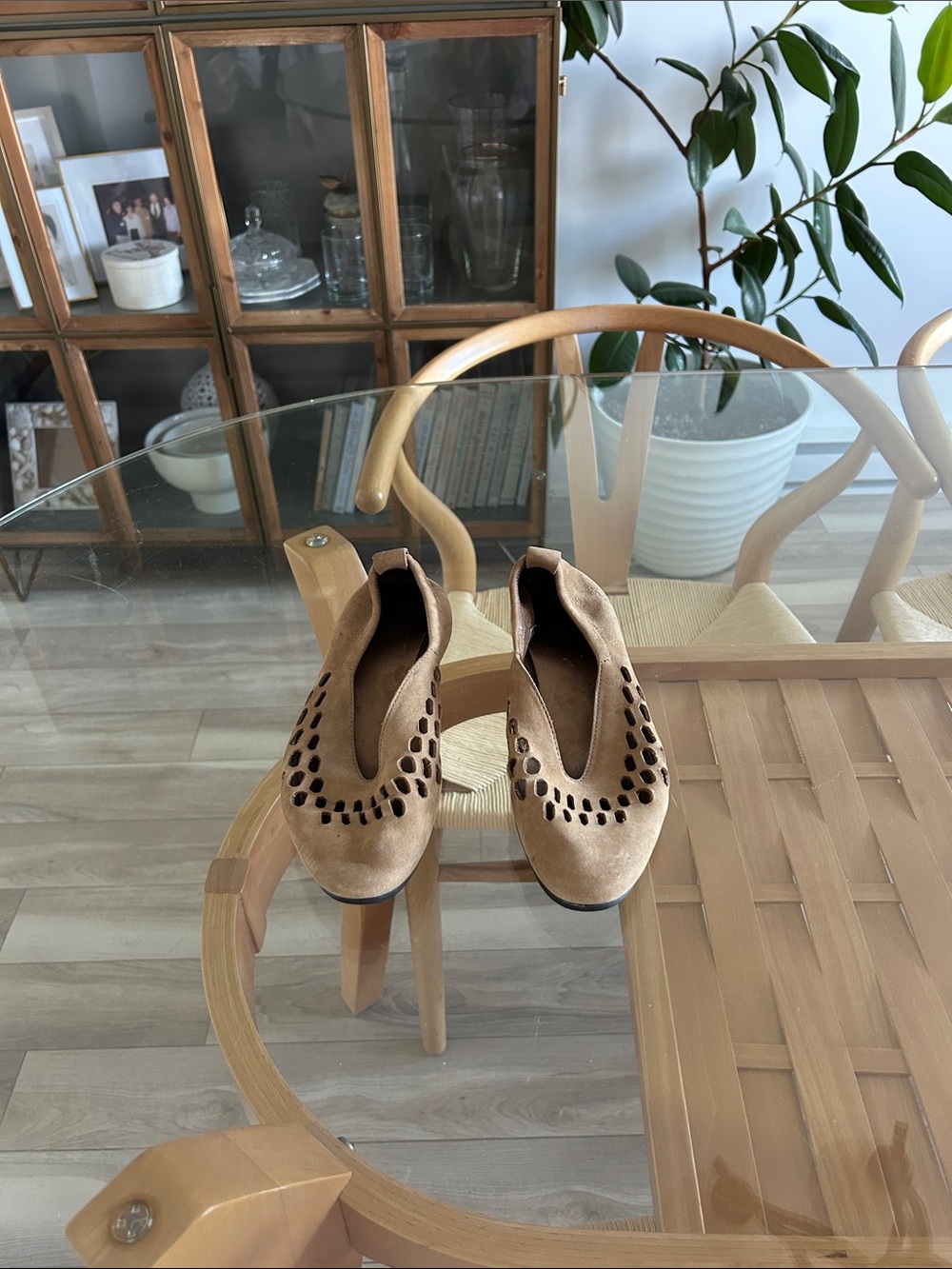 Arche Women’s Suede Leather Shoes Ballet Flats in Tan